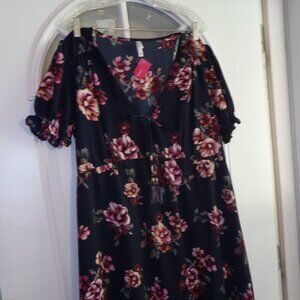 Xhilaration Black Floral Midi Dress